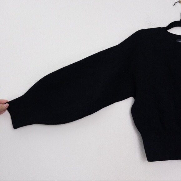 NEW Modern Citizen Balloon Sleeve Knit Sweater M/L Black Cropped Ribbed - Picture 7 of 9